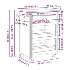 Vidaxl Kuchyňský vozík "BODO" bílý a hnědá 67,5x45x80 cm