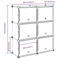 Vidaxl Úložný organizér s 6 kostkami s dvířky černý PP