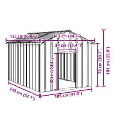 Vidaxl Psí bouda se střechou 113x153x101 cm pozinkovaná ocel
