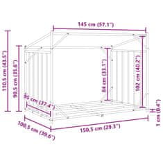 Vidaxl Stojan na palivové dřevo s krytem 150,5x100,5x110,5 cm