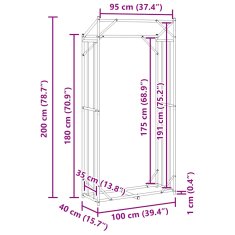 Vidaxl Stojan na palivové dřevo s krytem proti dešti 100x40x200 cm