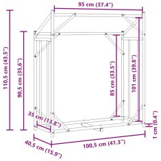 Vidaxl Stojan na palivové dřevo s krytem 100,5x40,5x110,5 cm