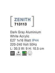 Nova Luce NOVA LUCE venkovní nástěnné svítidlo ZENITH tmavě šedý hliník bílý akrylový difuzor E27 1x12W 220-240V bez žárovky IP44 713113