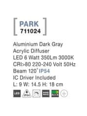 Nova Luce NOVA LUCE venkovní nástěnné svítidlo PARK hliník tmavě šedá akrylový difuzor LED 6W 3000K 220-240V 120st. IP54 AC vč. driveru 711024