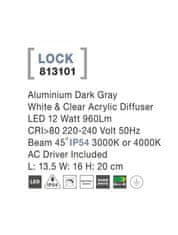 Nova Luce NOVA LUCE venkovní nástěnné svítidlo LOCK hliník tmavě šedá bílý a čirý akrylový difuzor LED 12W 220-240V 45st. IP54 3000K nebo 4000K 813101