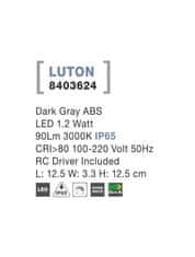 Nova Luce NOVA LUCE venkovní nástěnné svítidlo LUTON tmavě šedý ABS LED 1.2W 3000K IP65 100-220V vč. driveru 8403624