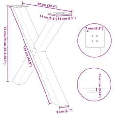 Vidaxl Nohy jídelního stolku ve tvaru X 3 ks černé 90x(72-73) cm