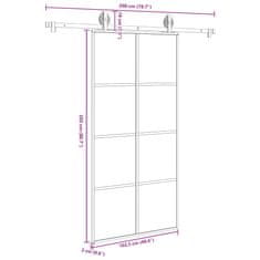 Vidaxl Posuvné dveře s kováním 102,5 x 205 cm ESG sklo a hliník