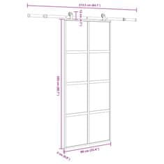 Vidaxl Posuvné dveře s kováním 90x205 cm tvrzeného sklo a hliník