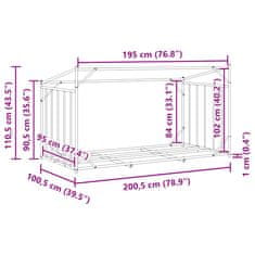 Vidaxl Stojan na palivové dřevo s krytem 200,5x100,5x110,5 cm