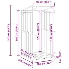 Vidaxl Stojan na palivové dřevo s krytem proti dešti 100x100x200 cm