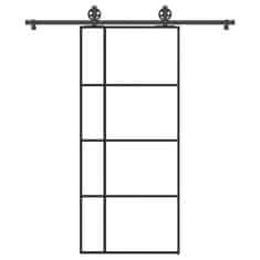 Vidaxl Posuvné dveře s kováním 90x205 cm ESG sklo a hliník