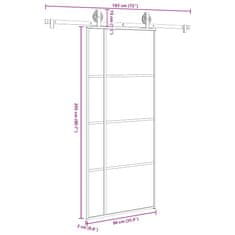 Vidaxl Posuvné dveře s kováním 90x205 cm ESG sklo a hliník