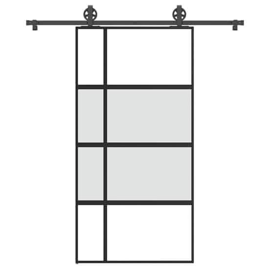 shumee vidaXL Posuvné dveře s kováním 102,5x205 cm tvrzeného sklo a hliník