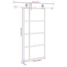 Vidaxl Posuvné dveře s kováním 102,5x205 cm tvrzeného sklo a hliník