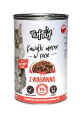 4DOGS Tuf Tuf Kot Kawałki Mięsne Z Wołowiną 415G