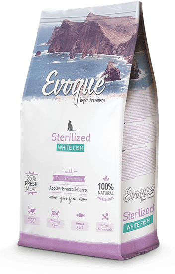 4DOGS Evoque Cat Sterilised Bílá Ryba Super Premium 1,5Kg