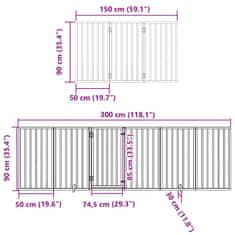 Vidaxl Zábrana pro psy s dvířky skládací 12 panelů bílá 600 cm topol