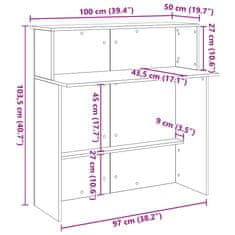 Vidaxl Recepční stůl betonově šedý 100x50x103,5 cm kompozitní dřevo