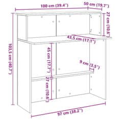 Vidaxl Recepční stůl černý 100x50x103,5 cm kompozitní dřevo