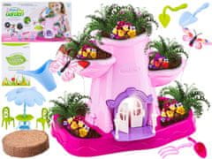 shumee PINK Little Gardener's Set GROWTH Zvlhčovač rostlin, domeček pro panenky, květináč