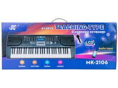 KECJA Keyboard Varhany 61 Kláves Napájecí Adaptér Mikrofon Mk-2106