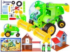 shumee Stavební bloky FARMER SET 153 El. Zemědělská vozidla, kombajn, stodola, traktor na odšroubování a otáčení 8v1