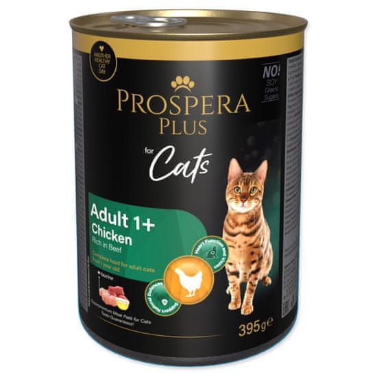 Konzerva Prospera Plus Adult 1+ Kuřecí paté, bohaté na hovězí 395g