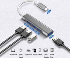 PremiumCord Hub USB-C na USB 3.2A + 3x USB 2.0