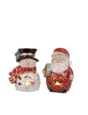 Brandani Porcelánové svítící figurky Sněhulák a Santa Claus 12cm BRANDANI