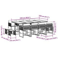 Vidaxl 13dílný zahradní jídelní set s poduškami černý polyratan