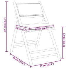 Vidaxl 2 skládací bistro židle s tmavě šedými poduškami bambus