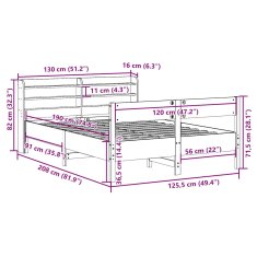 Vidaxl Postel bez matrace bílá 120 x 190 cm masivní borovice