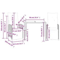 Vidaxl 3dílný zahradní bistro set s poduškami hnědý polyratan