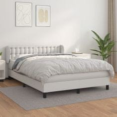 Vidaxl Box spring postel s matrací bílá 140x200 cm umělá kůže