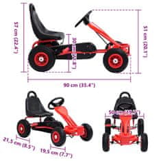 Vidaxl Šlapací motokára s pneumatikami červená