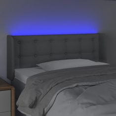 Vidaxl Čelo postele s LED světle šedé 103 x 16 x 78/88 cm textil