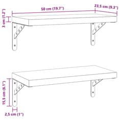 Vidaxl Nástěnné police 2 ks 50 x 23,5 cm černé nerezová ocel