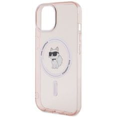 Karl Lagerfeld hard silikonové pouzdro iPhone 15 6.1" pink IML Choupette MagSafe