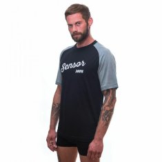 Sensor Triko Merino Active PT Logo - pánské, krátký, černá/šedá - Velikost S