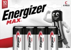 Energizer MAX Baterie - Malý monočlánek C - 4 kusy