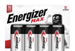 Energizer MAX Baterie - Velký monočlánek D - 4 kusy