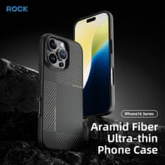 Rock Zadní kryt Ultra Thin Aramid Fiber Kevlar 600D pro iPhone 16 Pro Max černý