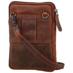 Green Wood Trendy pánská kožená crossbody kapsa GW Barax, hnědá