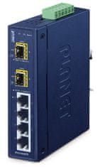 Planet IFGS-620TF průmyslový L2 switch, 4x10/100TX, 2x1Gb SFP, -40~75°C, 9-48VDC, IP30, fanless, ring data recovery