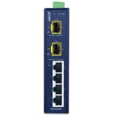 Planet IFGS-620TF průmyslový L2 switch, 4x10/100TX, 2x1Gb SFP, -40~75°C, 9-48VDC, IP30, fanless, ring data recovery