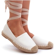 Espadrilky z eko kůže s vázáním Bílá velikost 39