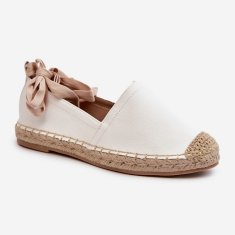 Espadrilky z eko kůže s vázáním Bílá velikost 39