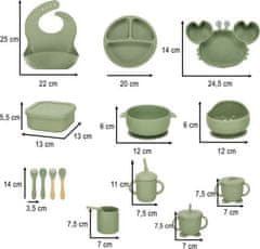KIK Silikonové nádobí pro děti, krab, sada 19 prvků, zelená