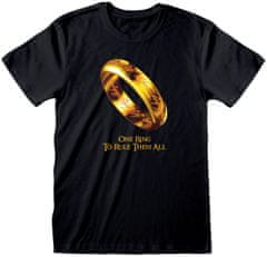 CurePink Pánské tričko Lord Of The Rings|Pán prstenů: One Ring To Rule Them All (XL) černá bavlna